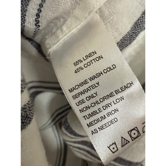 By Trovata Birds of Paradis Linen Blend Striped Long Sleeve White Size Small - Picture 6 of 6